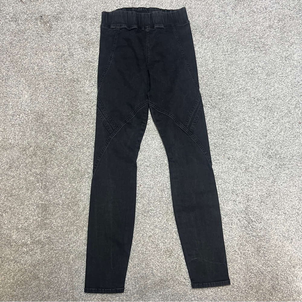 Mother Jeans Jeggings Womens 24 Black Pull On Stretch Stitch Detail Logo